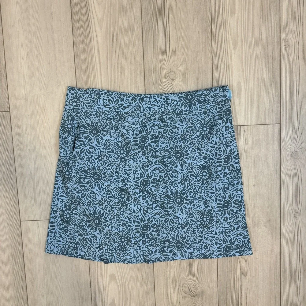 RipSkirt Skirt Large Length 2 Blue Floral A Line Stretch Travel Pockets Casual